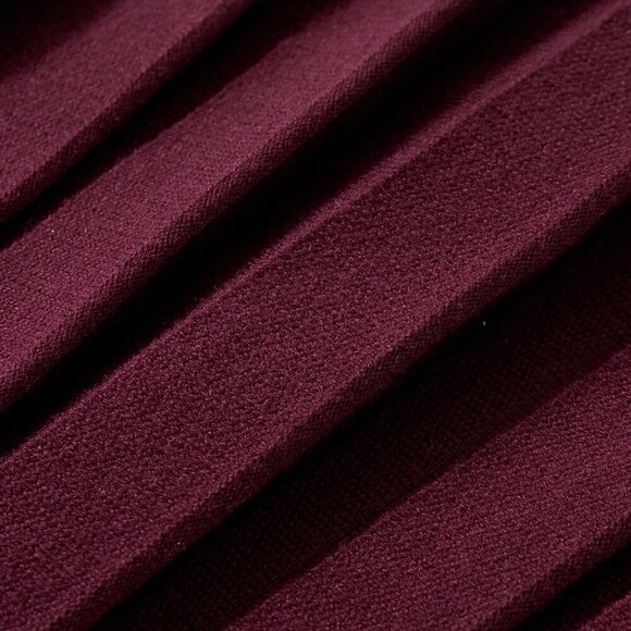 Burgundy Casual Women's Pleated Knit Sweater & Mini Skirt Set - Picture 7 of 8